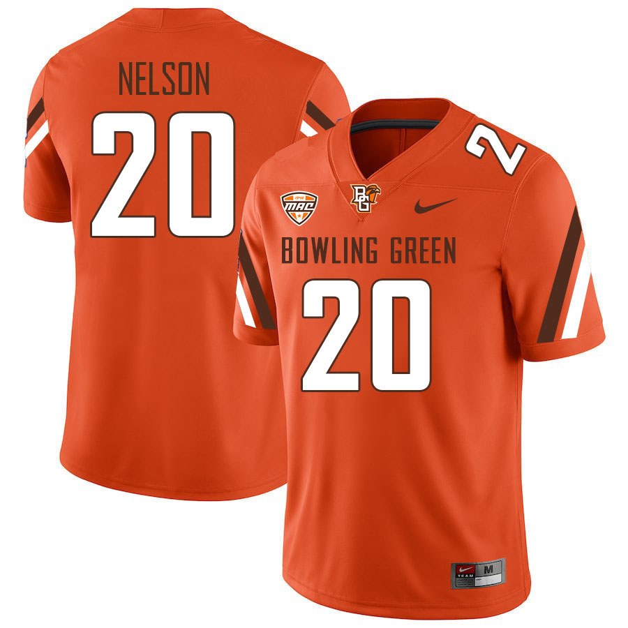 Men #20 TJ Nelson Bowling Green Falcons College Football Jerseys Stitched-Orange
